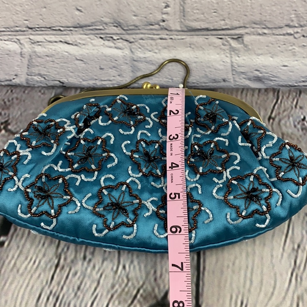 KATE LANDRY Beaded Blue/Brown/White/Gold Shoulder/Crossbody/Clutch Bag - Picture 8 of 17